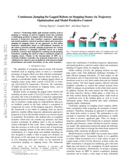 Continuous Jumping for Legged Robots on Stepping Stones via Trajectory
  Optimization and Model Predictive Control