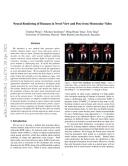 Neural Rendering of Humans in Novel View and Pose from Monocular Video