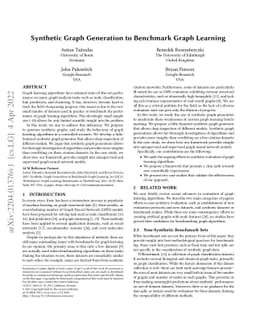 Synthetic Graph Generation to Benchmark Graph Learning