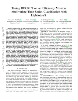 Taking ROCKET on an Efficiency Mission: Multivariate Time Series
  Classification with LightWaveS