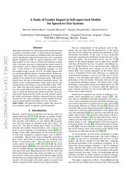 A Study of Gender Impact in Self-supervised Models for Speech-to-Text
  Systems