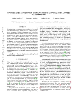 Optimizing the Consumption of Spiking Neural Networks with Activity
  Regularization