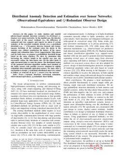 Distributed Anomaly Detection and Estimation over Sensor Networks:
  Observational-Equivalence and Q-Redundant Observer Design