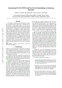 Introducing ECAPA-TDNN and Wav2Vec2.0 Embeddings to Stuttering Detection