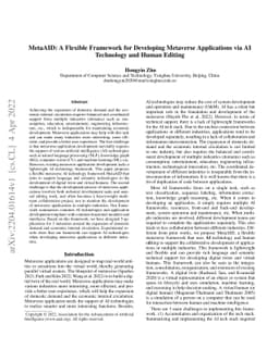 MetaAID: A Flexible Framework for Developing Metaverse Applications via
  AI Technology and Human Editing