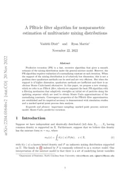 A PRticle filter algorithm for nonparametric estimation of multivariate
  mixing distributions