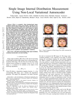 Single Image Internal Distribution Measurement Using Non-Local
  Variational Autoencoder