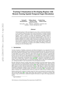 Tracking Urbanization in Developing Regions with Remote Sensing
  Spatial-Temporal Super-Resolution