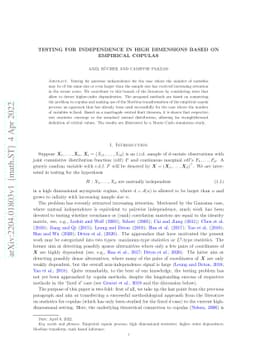 Testing for independence in high dimensions based on empirical copulas
