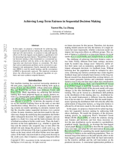 Achieving Long-Term Fairness in Sequential Decision Making
