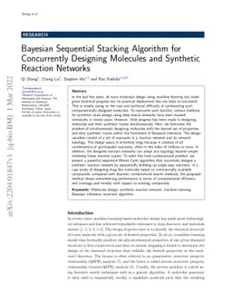 Bayesian Sequential Stacking Algorithm for Concurrently Designing
  Molecules and Synthetic Reaction Networks