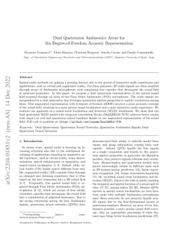 Dual Quaternion Ambisonics Array for Six-Degree-of-Freedom Acoustic
  Representation