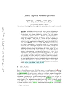 Unified Implicit Neural Stylization