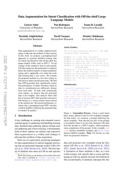 Data Augmentation for Intent Classification with Off-the-shelf Large
  Language Models