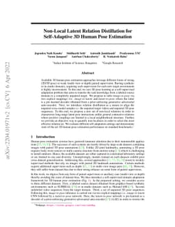 Non-Local Latent Relation Distillation for Self-Adaptive 3D Human Pose
  Estimation