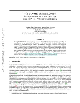 The COVMis-Stance dataset: Stance Detection on Twitter for COVID-19
  Misinformation