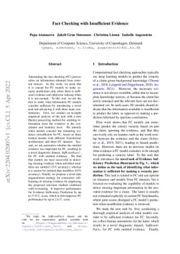 Fact Checking with Insufficient Evidence