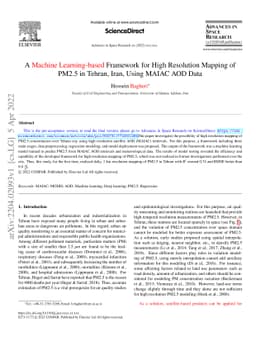 A machine learning-based framework for high resolution mapping of PM2.5
  in Tehran, Iran, using MAIAC AOD data