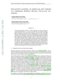 Collective control of modular soft robots via embodied Spiking Neural
  Cellular Automata