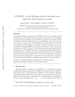 GP-BART: a novel Bayesian additive regression trees approach using
  Gaussian processes