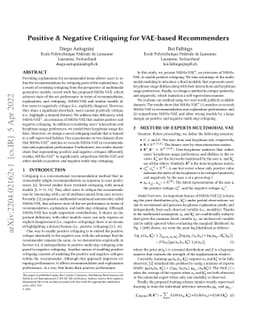 Positive and Negative Critiquing for VAE-based Recommenders