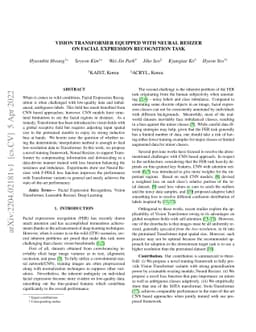Vision Transformer Equipped with Neural Resizer on Facial Expression
  Recognition Task