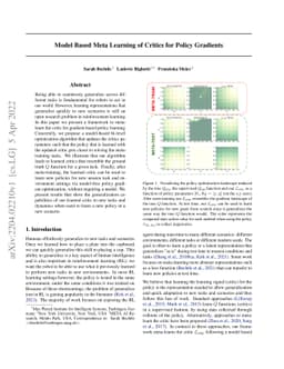 Model Based Meta Learning of Critics for Policy Gradients