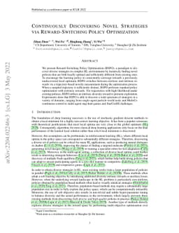 Continuously Discovering Novel Strategies via Reward-Switching Policy
  Optimization