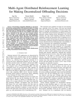 Multi-Agent Distributed Reinforcement Learning for Making Decentralized
  Offloading Decisions