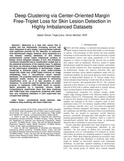 Deep Clustering via Center-Oriented Margin Free-Triplet Loss for Skin
  Lesion Detection in Highly Imbalanced Datasets
