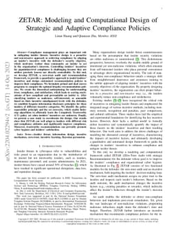 ZETAR: Modeling and Computational Design of Strategic and Adaptive
  Compliance Policies