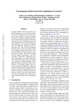 Can language models learn from explanations in context?