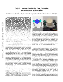 Optical Proximity Sensing for Pose Estimation During In-Hand
  Manipulation