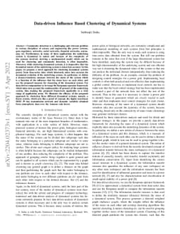 Data-driven Influence Based Clustering of Dynamical Systems