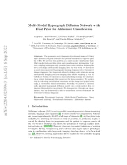 Multi-Modal Hypergraph Diffusion Network with Dual Prior for Alzheimer
  Classification