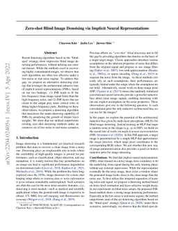 Zero-shot Blind Image Denoising via Implicit Neural Representations