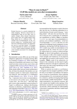 "Does it come in black?" CLIP-like models are zero-shot recommenders