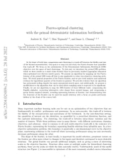 Pareto-optimal clustering with the primal deterministic information
  bottleneck