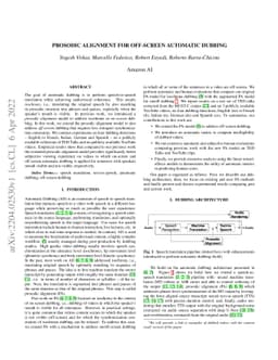 Prosodic Alignment for off-screen automatic dubbing