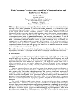Post-Quantum Cryptography Algorithms Standardization and Performance
  Analysis