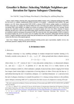 Greedier is Better: Selecting Multiple Neighbors per Iteration for
  Sparse Subspace Clustering