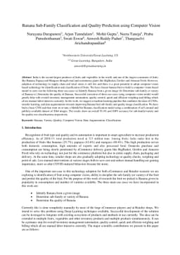 Banana Sub-Family Classification and Quality Prediction using Computer
  Vision