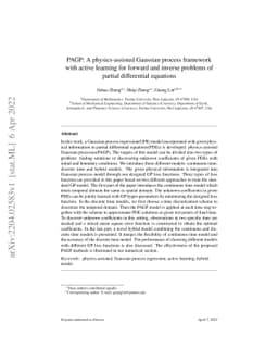 PAGP: A physics-assisted Gaussian process framework with active learning
  for forward and inverse problems of partial differential equations