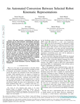 An Automated Conversion Between Selected Robot Kinematic Representations