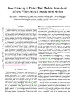 Georeferencing of Photovoltaic Modules from Aerial Infrared Videos using
  Structure-from-Motion
