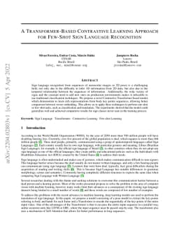 A Transformer-Based Contrastive Learning Approach for Few-Shot Sign
  Language Recognition