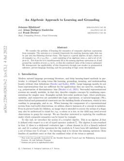 An Algebraic Approach to Learning and Grounding