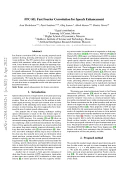 FFC-SE: Fast Fourier Convolution for Speech Enhancement