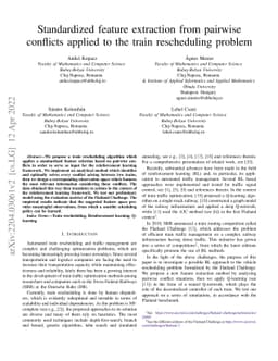 Standardized feature extraction from pairwise conflicts applied to the
  train rescheduling problem