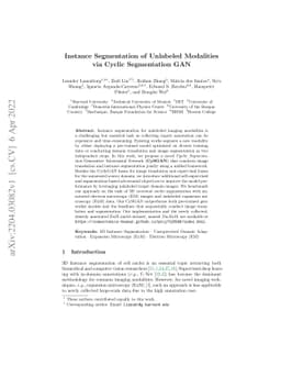 Instance Segmentation of Unlabeled Modalities via Cyclic Segmentation
  GAN